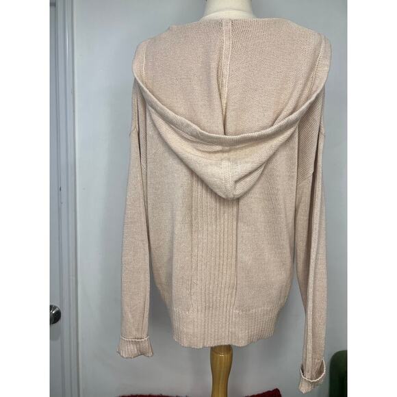Womens Sigrid Olsen Slouchy Hooded Linen Cotton Sweater Spring Summer Large - Picture 4 of 11